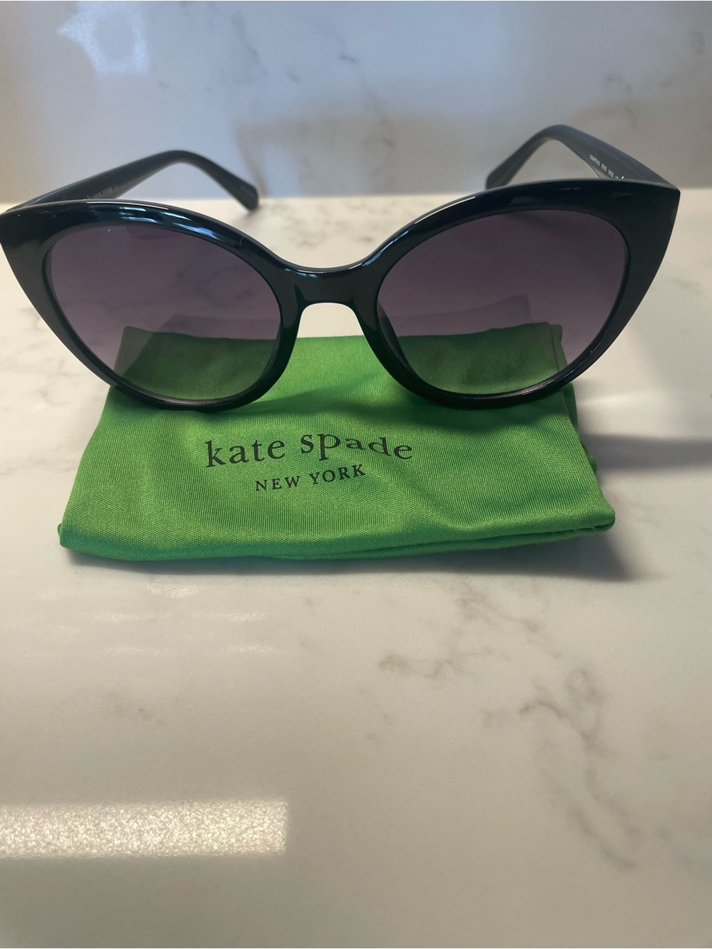 kate spade Black Cat-Eye Sunglasses with Purple Gradient Lenses